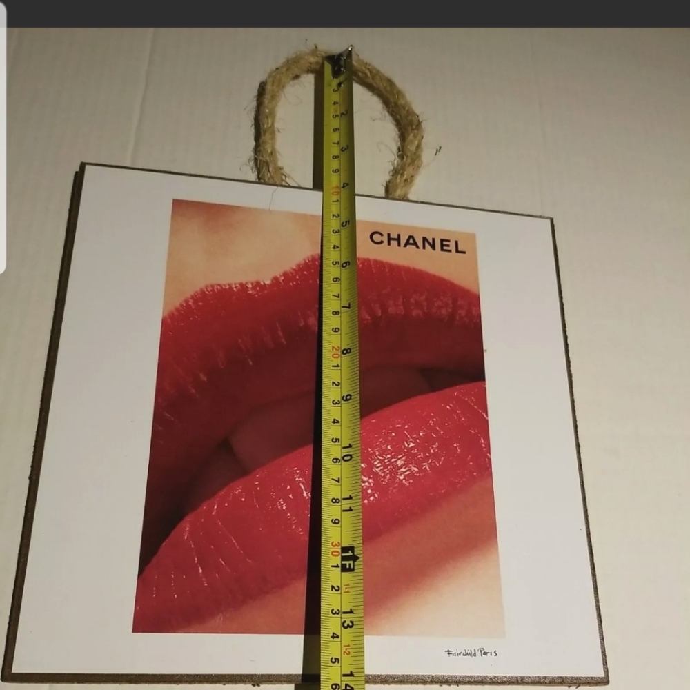 Wall Art by Fairchild Paris CHANEL No5 RED LIPS "If you're sad" Board 10"×10" - Picture 5 of 6